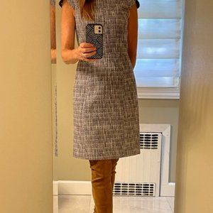 J.CREW Blue Petal Sleeve In Flecked Tweed Dress Sz 000